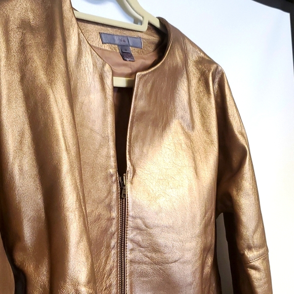 Vintage 5|48 Copper Metallic Leather Jacket and Pant 2 Pice Set Size 12 - Picture 7 of 9